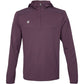 Vooraanzicht van de pruimkleurige JDH Hooded Midlayer met capuchon en korte rits