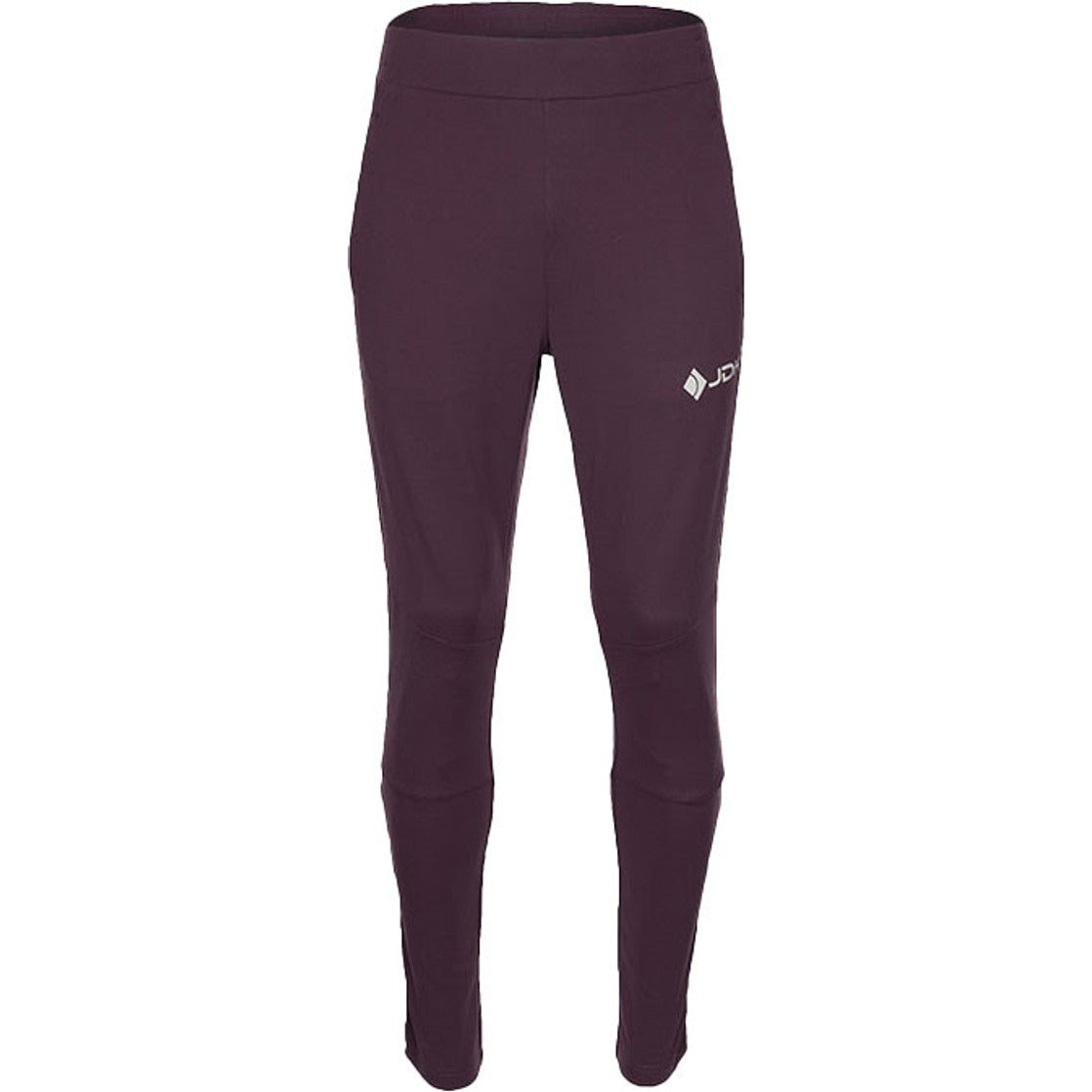 JDH Performance broek voor heren in aubergine, vooraanzicht met JDH-logo