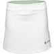 Vooraanzicht van de witte JDH Performance Skirt met mintgroene tailleband en grijs logo