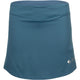 Vooraanzicht van de petrolblauwe JDH Performance Skirt met lichtblauwe tailleband
