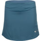 Vooraanzicht van de petrolblauwe JDH Performance Skirt met lichtblauwe tailleband