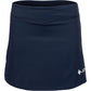 Vooraanzicht van de donkerblauwe JDH Performance Skirt met wit JDH-logo op de zoom