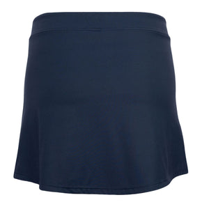 Achterkant van de donkerblauwe JDH Performance Skirt met egale taille en soepele val