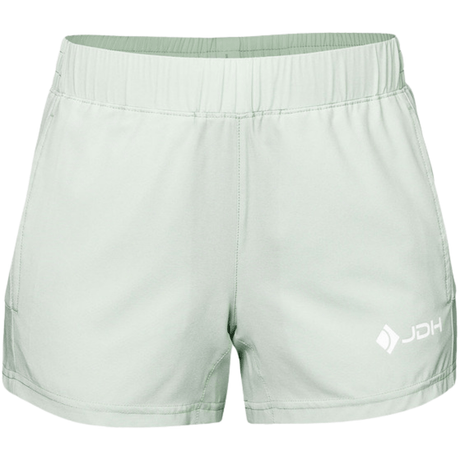 JDH Performance short voor dames in mintgroen, vooraanzicht met JDH-logo
