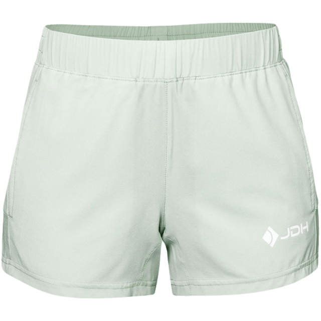 JDH Performance short voor dames in mintgroen, vooraanzicht met JDH-logo