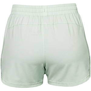 Achterkant van de grijsgroene JDH Performance W Short met elastische tailleband en gebogen zoom