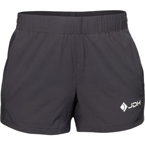 JDH Performance short voor dames in donkergrijs, vooraanzicht met JDH-logo