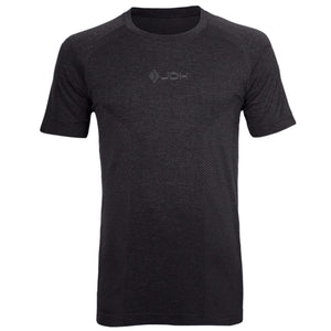 Zwart JDH Seamless SS Shirt van gemeleerde stof met ronde hals, vooraanzicht