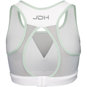 Witte JDH Sports Bra met racerback en grijs JDH-woordmerk