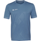 Vooraanzicht van het staalblauwe JDH T-Shirt Carbon Pro met donkere hals en witte bies