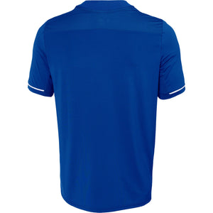 Achterkant van het kobaltblauwe JDH T-Shirt Carbon Pro met egaal rugpand en V-hals