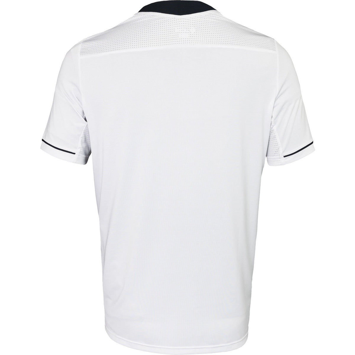 Achterkant van het JDH T-Shirt Carbon Pro White met donkerblauwe halsafwerking
