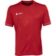 Vooraanzicht van het rode JDH T-Shirt Carbon Pro met wit JDH-logo en witte mouwbies
