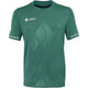 Vooraanzicht van het donkergroene JDH T-Shirt Carbon Pro met wit logo en witte mouwbies