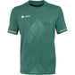 Vooraanzicht van het donkergroene JDH T-Shirt Carbon Pro met wit logo en witte mouwbies