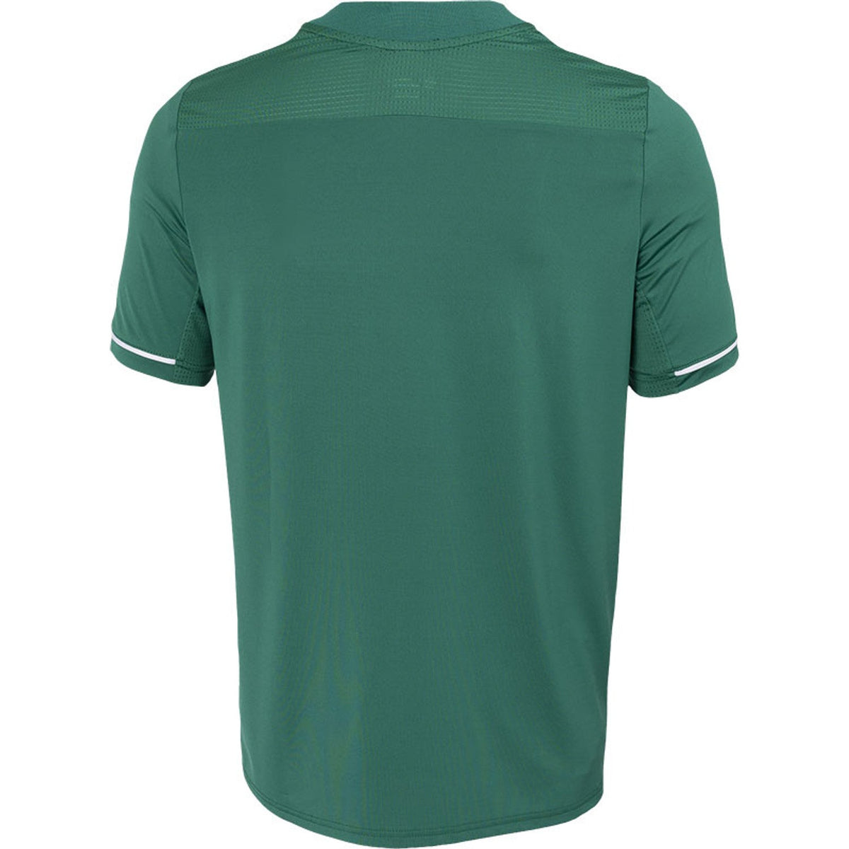 Achterkant van het donkergroene JDH T-Shirt Carbon Pro met geribbelde schouderpartij