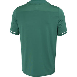 Achterkant van het donkergroene JDH T-Shirt Carbon Pro met geribbelde schouderpartij