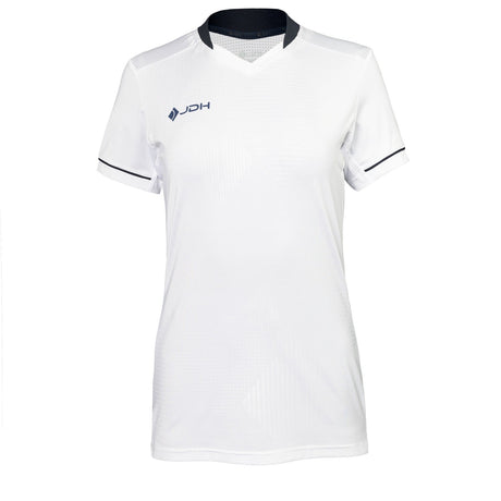 JDH Carbon W Pro T-shirt voor dames in wit, vooraanzicht met donkerblauwe kraag