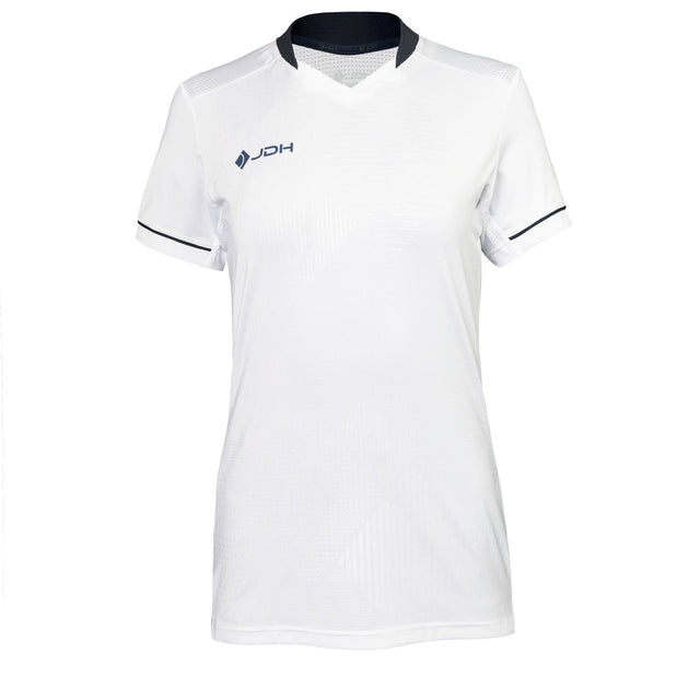 JDH Carbon W Pro T-shirt voor dames in wit, vooraanzicht met donkerblauwe kraag