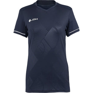 T-shirt JDH Carbon W Pro Navy, vue de face avec des bandes blanches