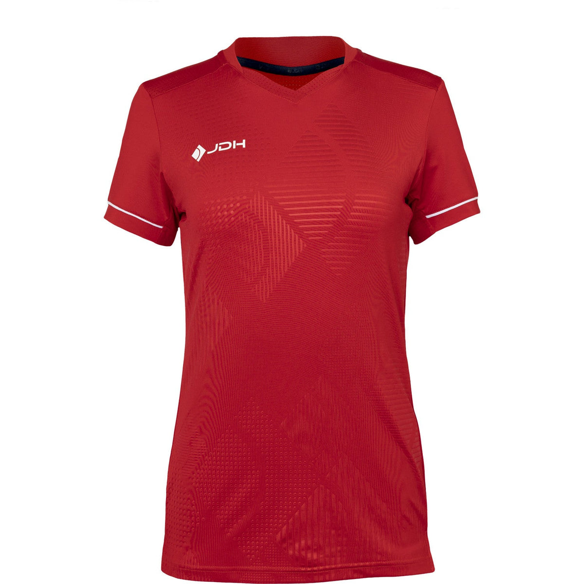 JDH Carbon W Pro T-shirt voor dames in rood, vooraanzicht met witte bies