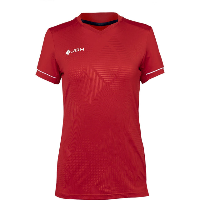 T-shirt JDH Carbon W Pro Rouge, vue de face avec des bandes blanches