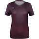 Vooraanzicht van het aubergine JDH W Graphic T-Shirt met roze stippenverloop en V-hals