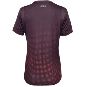 Achterkant van het aubergine JDH W Graphic T-Shirt met oplopend stippenverloop