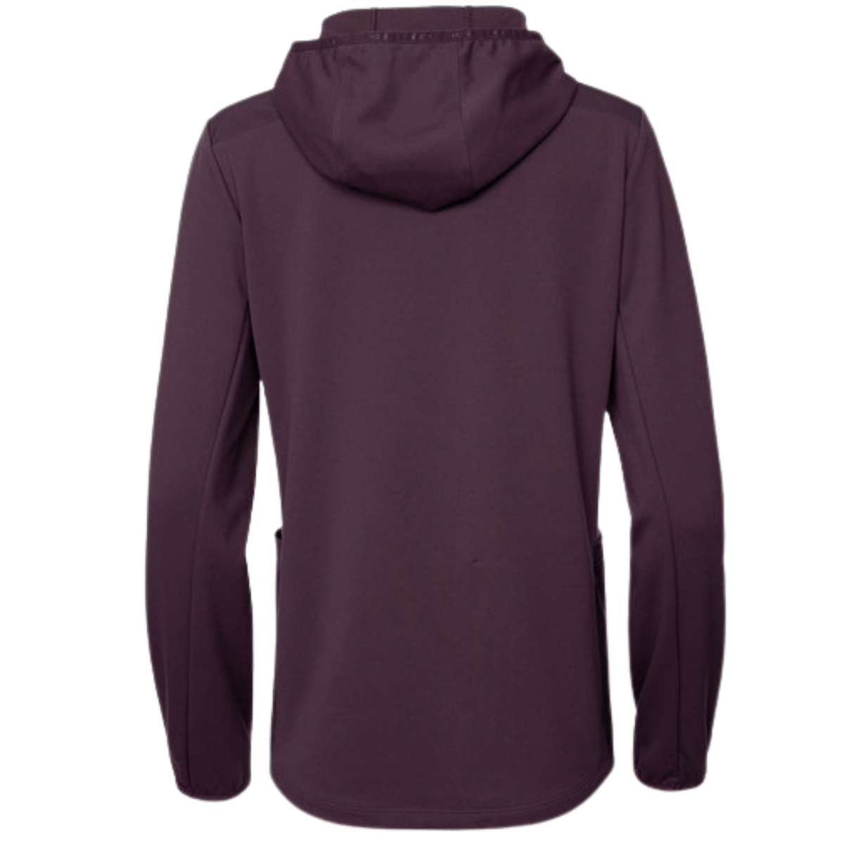 Achterkant van het aubergine JDH W Hooded Midlayer met capuchon en lange mouwen