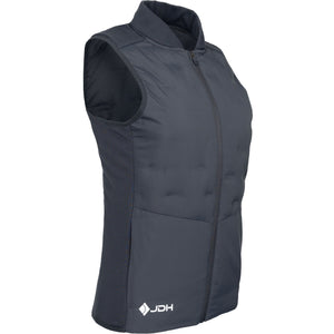 Schuin vooraanzicht van de JDH W Hybrid Padded Gilet met gewatteerd voorpand in grijs