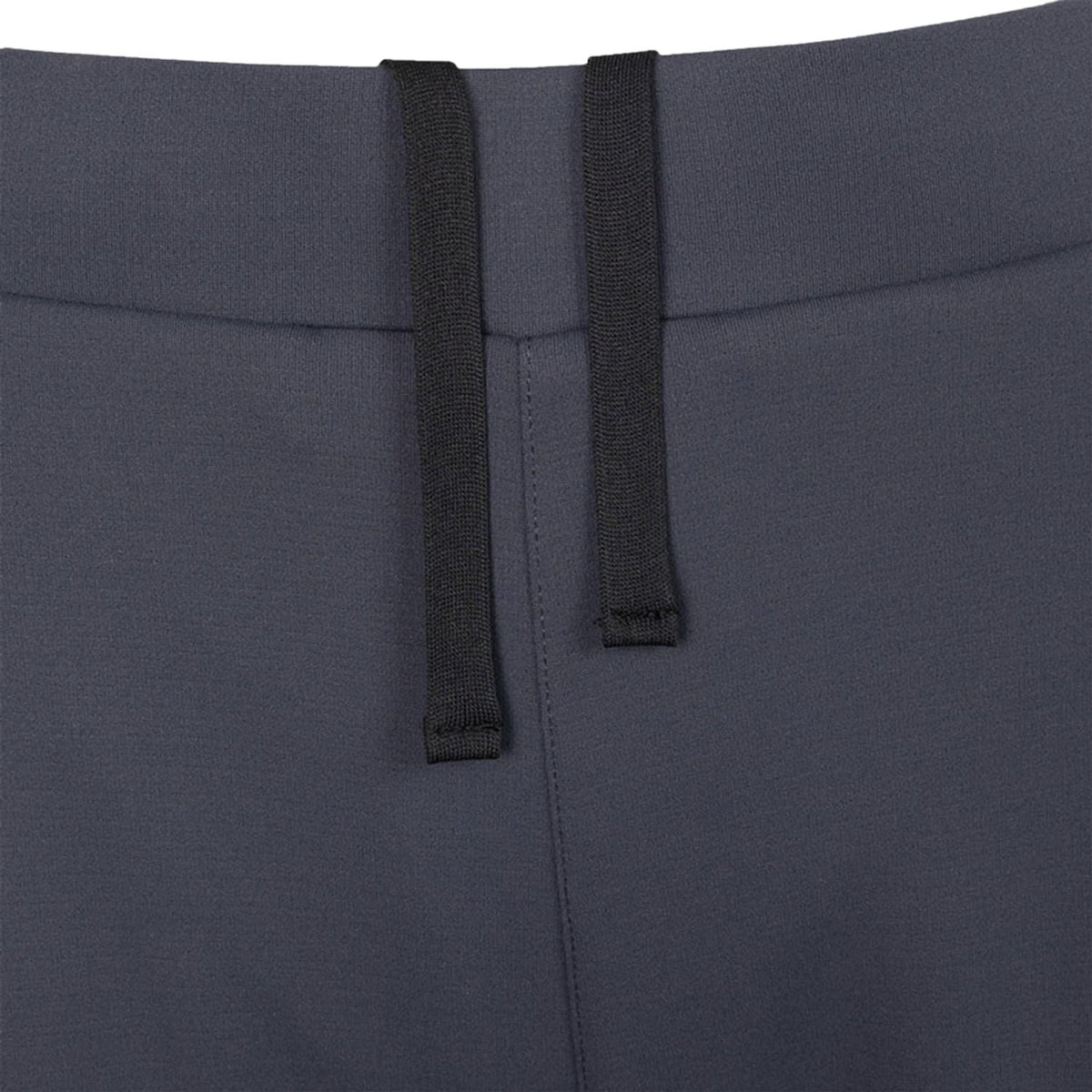 Detail van de tailleband met twee zwarte koorden van de grijze JDH W Performance Pant