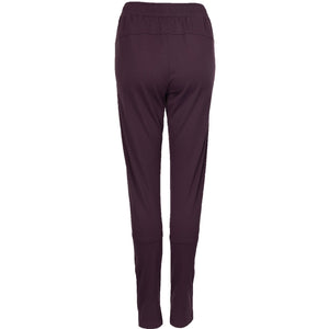 Achterkant van de aubergine JDH W Performance Pant met elastische tailleband