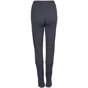 Achterkant van de donkergrijze JDH W Performance Pant met gladde taille en smalle pijp