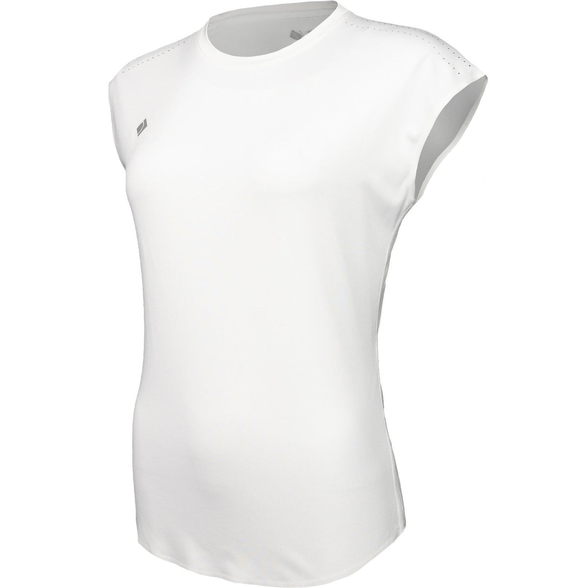 Zijaanzicht van het witte JDH W Performance T-Shirt met getailleerde snit