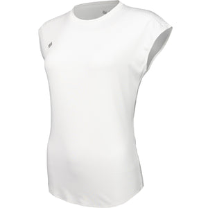 Zijaanzicht van het witte JDH W Performance T-Shirt met getailleerde snit