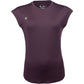 Vooraanzicht van het aubergine JDH W Performance T-Shirt met kapmouwtjes en ronde hals