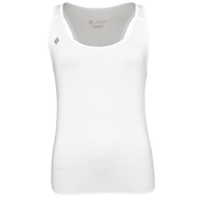 JDH Performance tanktop voor dames in wit, vooraanzicht met logo op de borst