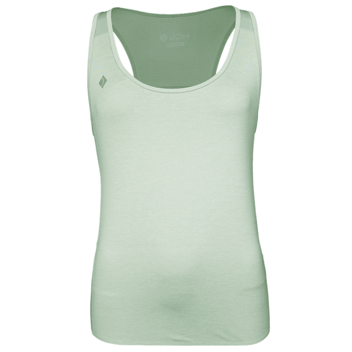 JDH Performance tanktop voor dames in mintgroen, vooraanzicht met JDH-logo