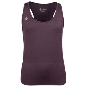 JDH Performance tanktop voor dames in aubergine, vooraanzicht met logo op de borst