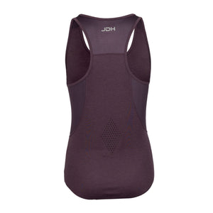 Achterzijde van de aubergine JDH Performance tanktop met racerback en meshpaneel