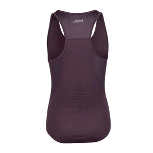 Achterzijde van de aubergine JDH Performance tanktop met racerback en meshpaneel