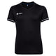 JDH Pro Tech damesshirt in zwart met V-hals en witte mouwbies, vooraanzicht