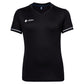 JDH Pro Tech damesshirt in zwart met V-hals en witte mouwbies, vooraanzicht
