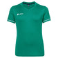 JDH Pro Tech damesshirt in groen met witte biezen, vooraanzicht