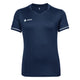 JDH Pro Tech damesshirt in donkerblauw met V-hals, vooraanzicht