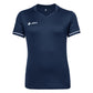 JDH Pro Tech damesshirt in donkerblauw met V-hals, vooraanzicht