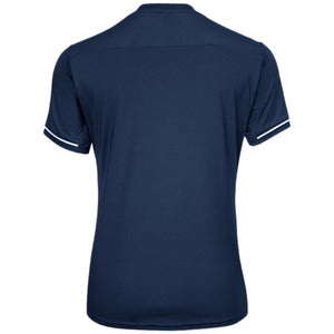 Achterzijde van het donkerblauwe JDH Pro Tech damesshirt