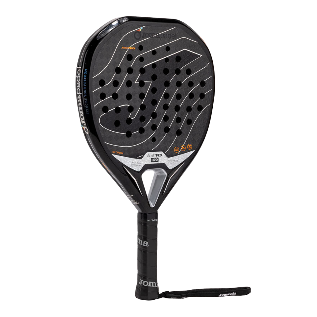 Joma Blast Pro Hrd 2026 padelracket schuin vooraanzicht, hybridevorm in zwart