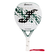 Joma Master 2026 padelracket in wit met donkergroen, vooraanzicht met rode polsband