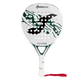 Joma Master 2026 padelracket in wit met donkergroen, vooraanzicht met rode polsband